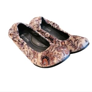 Cordina Calzature Velvet Tan Floral Ballet Flats Women's Size 9